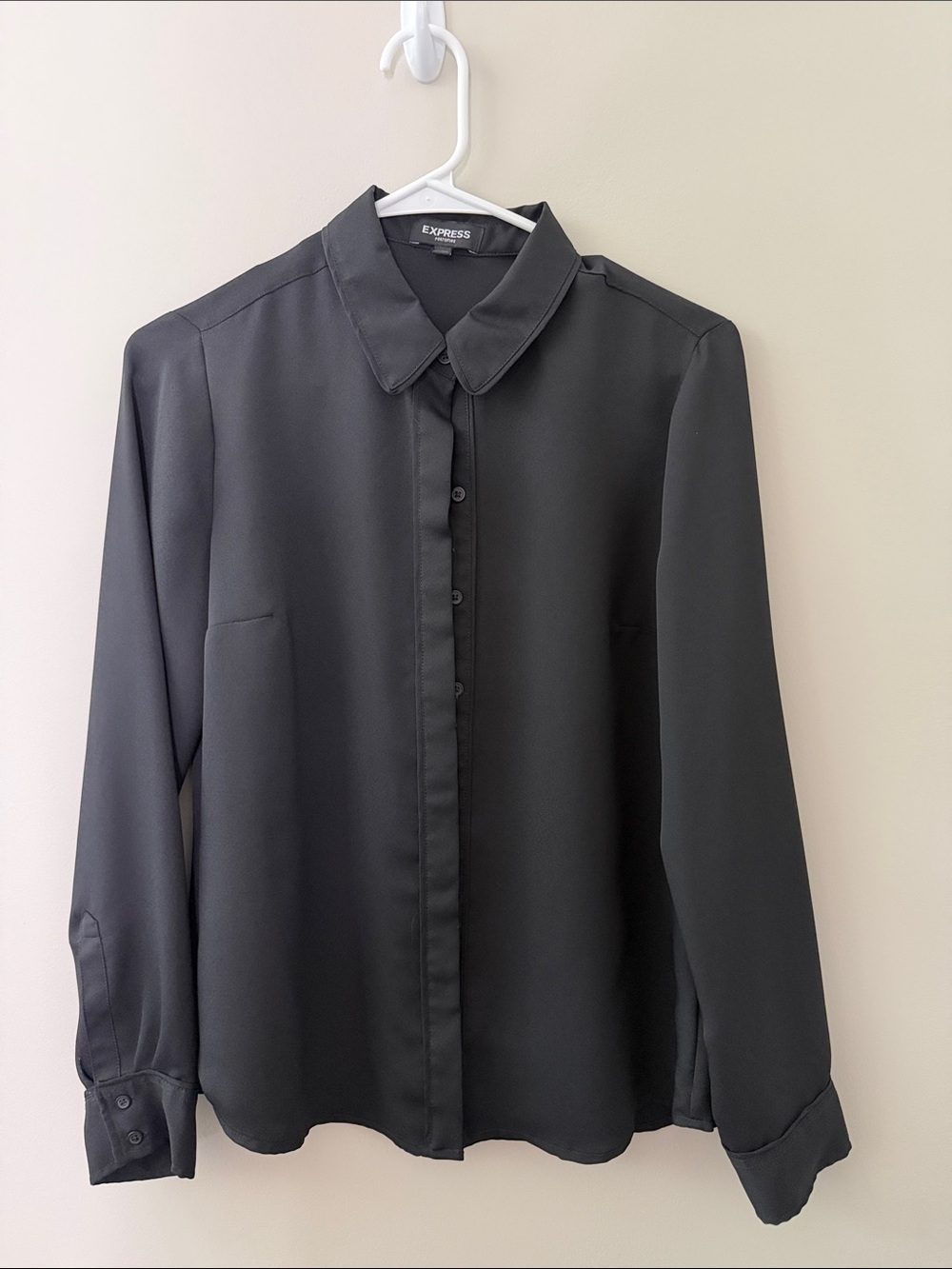 Express Black Button-Up Dress Shirt